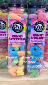 GUMMIES in 350ml Otso Bottle:  Caterpillar Cola Orange Teeth Kutkutin in a Jar by First1000