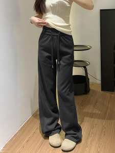 Commute Wide Leg Pants Womens Loose Fit High Waist Straight Cut Trousers Spring Autumn Small Size Hip Concealing