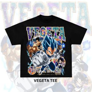 Bandai | Dragon Ball Mens and Womens T-shirt Vegeta Anime Tee Summer and Spring Boys Short Sleeves Hip-hop Punk Parent-child Outfits