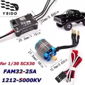 Yesido | YSIDO Brushless Crawler Motor Outer-rotor 1212 5000KV and ESC FAM32 25A Combo for 1/30 RC SCX30 Cars Model Upgrade Accessories