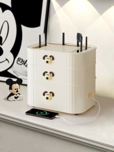 Large Capacity Router Box Storage Organizer Desktop Living Room Cable Arrangement Box Multi-Function Dustproof Shelf