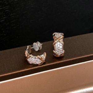 Silver Needle Small Fragrance Style Ultra Shiny Zircon Rose Gold Rhombus Womens Earrings Luxury Large Stud Earrings Jewelry