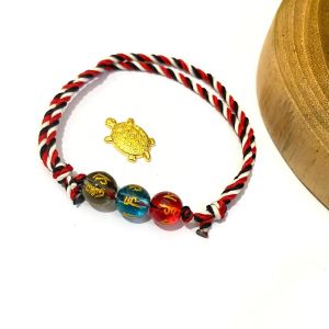 Gelang tridatu 3 bola batu mantra Tibet om mani padme free kura-kura