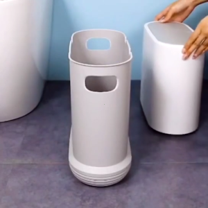 Ecoco Narrow Trash Can with Cover Press-Open 10L Bathroom Trash Bin for Toilet Kitchen Waterproof