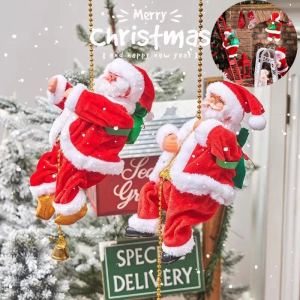 Santa Claus Toy Rope Climbing Ladder Santa Claus Climbing Stairs Climbing Beads Electric Christmas Gift Toys Christmas Holiday Small Gifts