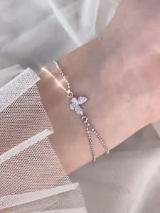 ESCOBAL✨พร้อมส่ง สร้อยข้อมือเงินแท้ Diamond Butterfly กำไลเงินแท้ฝังเพชร กําไลผีเสื้อ สร้อยข้อมือผู้หญิง สร้อยข้อมือเพชร ของขวัญวันครบรอบ ของขวัญให้แฟน