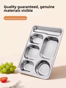 BAICHANG | Large Capacity Partitioned Stainless Steel Tray for Adult Office Canteen