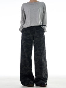 MADWITCH | Loose Straight Camo Washed Trousers