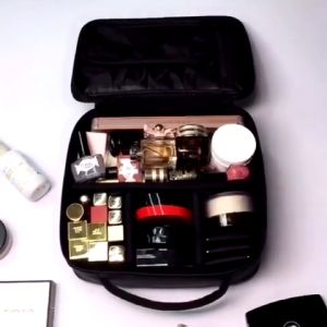 Large Travel Makeup Bag 3-Layer Cosmetic Train Case Portable Toiletry Organizer