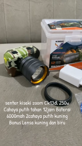 Kiseki Senter Kepala CK-ZOOM 13DL 250WATT Dual Warna Cahaya Putih Kuning Baterai 6000mAh