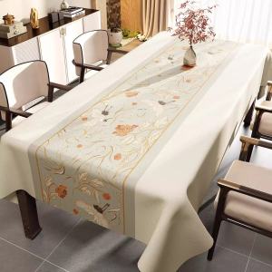New Chinese Style PVC Tablecloth Oil Waterproof Heat Insulation Dining Table Tea Table Mat Luxury Sensation Rectangular Shape