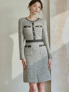 Roey s house | Elegant Grey Tweed Dress for Autumn