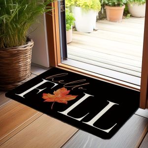 VIKAMA Minimalist Autumn Doormat Maple Leaf Autumn Letter Washable Non‑Slip Floor Mat For Front Porch Household Decoration