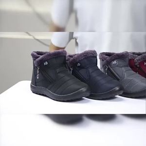 Womens Warm Snow Boots Waterproof Faux Fur Lined Ankle Booties Non-Slip Outdoor Winter Shoes With Zipper