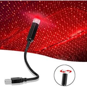 [1 Pcs] Lampu LED Dekorasi Interior Mobil Bintang Usb Star Decoration Lamp RED Kamar Tidur Light Proyektor