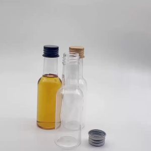 10PCS Mini Liquor Bottles 50ml Plastic Spirit Bottles Silver/ Gold/ Black Caps Alcohol Shot Bottles