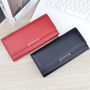 กระเป๋าสตางค์หนัง PU ความจุขนาดใหญ่ 3 ชั้น กระเป๋าสตางค์ผู้หญิง กระเป๋าสตางค์แบบพับได้ 3 ครั้ง กระเป๋าสตางค์แบบมีช่องใส่บัตรหลายช่อง