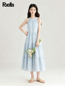 puella | French Blue Sleeveless Halter Neck Dress