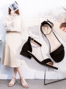 Summer 2024 Women's Flat Low Heel Sandals: Buckle Strap Fashionable Water Diamond Fairy Style Casual Slip-On Rubber Outsole