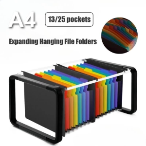 A4 Expanding Hanging File Folder 25 Pockets Accordian File Organizer Rainbow Expanding File Folder for Filing Cabinet