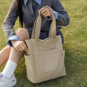 Large Capacity Canvas Shoulder Bag Womens Handbag Lunch Bag Lightweight Portable Student Class Commuting Tote Bag