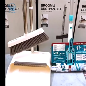 Bộ Chổi Quét Nhà Lock&Lock ETM465 Kèm Dụng Cụ Hốt Thiết Kế Đa Năng Đầu Chổi Gập 180 Độ Dễ Dàng Quét Dọn Mọi Ngóc Ngách