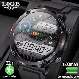 LIGE Pintar Jam Tangan Pria 1.6 Inci Denyut Jantung Tekanan Darah Sentuhan Penuh Gelang Pelacak Kebugaran Jam Tangan Olahraga Bluetooth Panggilan Waktu siaga yang lama Pintar Jam Tangan Pria + Kotak