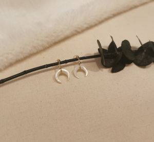 DaVee | 14K Gold plated necklace earrings set white shell earrings/白色蝴蝶贝月亮项链耳环套装