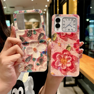 Creative Oil Painting Camellia Huawei NovaFlip Phone Case Foldable Screen Soft Silicone Full Cover Anti-Fall Protective Shell for Women