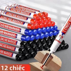 Bộ 12 Bút Đánh Dấu Ngòi Dài Đa Năng Màu Đỏ & Đen Lỗ Sâu 20Mm Để Chế Biến Gỗ Dự Án DIY & Trang Trí Phòng Tắm