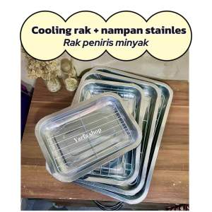 Cooling rack peniris minyak peniris gorengan dan nampan stainless