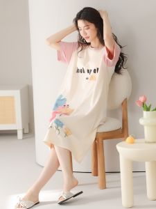 Miiow | Pure Cotton Summer Thin Short Sleeve Sleepwear Womens Style Catman Loose Comfortable Home Clothes Casual Cartoon Print