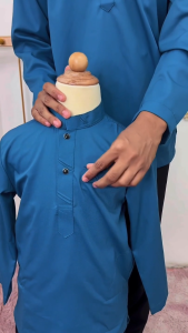 ◆ WARNA TEAL BLUE ◆ KURTA SLIM FIT COTTON / BAJU KURTA RAYA SEPASANG DEWASA & BUDAK BAJU SAHAJA ( D024K ) KD
