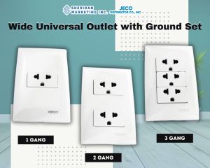 Focus Wide Universal Outlet with Ground Set