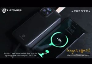 PX357D - Powerbank LENYES PX-357 D 30000mAh Fast Charging Mini Slim Portable 2 Cable Line Display Light Indicator Power Bank