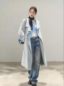 YIKEXIAOYEMEI | Quần Jeans Vintage Đùi Cao Ôm Sát Dáng Rộng Thẳng