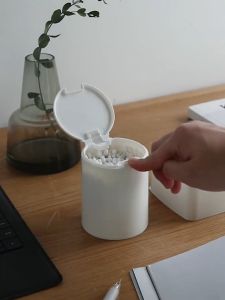 Mini Desktop Pop-up Storage Box/Dust Proof Cotton Swabs Makeup Organizer Case/Press-type Multi-functional Storage