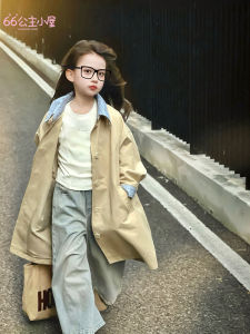 Áo Khoác Dài Vừa Phải Phong Cách Công Chúa Cho Bé Gái Mùa Xuân Thu Phong Cách Hàn Quốc Cổ Điển Đa Năng Áo Khoác Ngoài