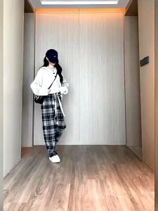 Quần ống rộng Họa Tiết Caro 4 Màu Phối Dây Rút Thời Trang Xuân Hè Cho Nữ 375