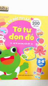 Sách Tớ rất tự lập: Tớ tự vệ sinh cơ thể Tớ tự dọn đồ - tô màu trò chơi và bóc dán hình đề can- Kim Đồng