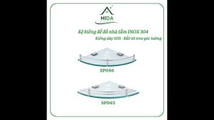 Kệ góc kiếng nhà tắm Inox 304 PHÁT ĐẠT để xà bông để gia vị góc tường kính phòng tắm (SP045.046)