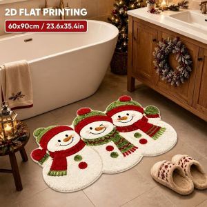 VIKAMA Tấm Thảm Chùi Chân Hình Người Tuyết Giáng Sinh Dễ Thương Thảm Trong Nhà Chống Trượt Sang Trọng Dành Cho Phòng Tắm Và Lối Vào Thiết Kế Sáng Tạo Trang Trí Nhà Cửa