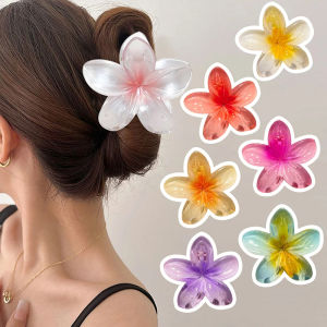 2pcs New Large Size Hairpin Hair Claw Clip Hairwear Bohemia Colored Plumeria Flower Acrylic Hair Clip Women Girls Sweet Hairpin