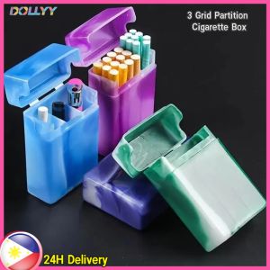 [🇵🇭 24h Delivery] Dollyy 3 Grid Cigarette Case Cigarette Box Creative Partition Flip Lid Lighter Storage Box Men Portable Multifunctional Plastic Flip