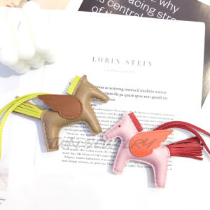 Fashion Pendant Cute Winged Horse Bag Charm genuine Leather Hand Sewn Mini Angel Pony Bag Hanging DIY Bag Accessories ﻿