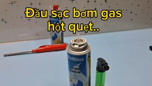 100 Đầu bơm gas bật lửa bơm hột quẹt gas bằng bình gas mini