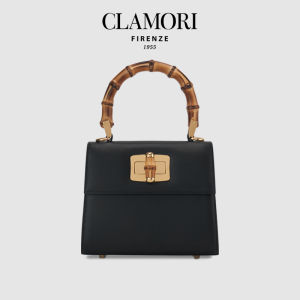 Luxury Commuter Bag Black Calfskin Bamboo Design
