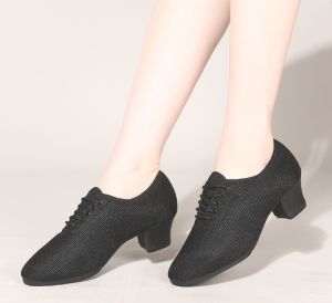 รองเท้ารองเท้าตาข่ายระบายอากาศโลฟเฟอร์เนื้อนุ่มของรองเท้าเต้นผู้หญิงละตินสำหรับเต้น