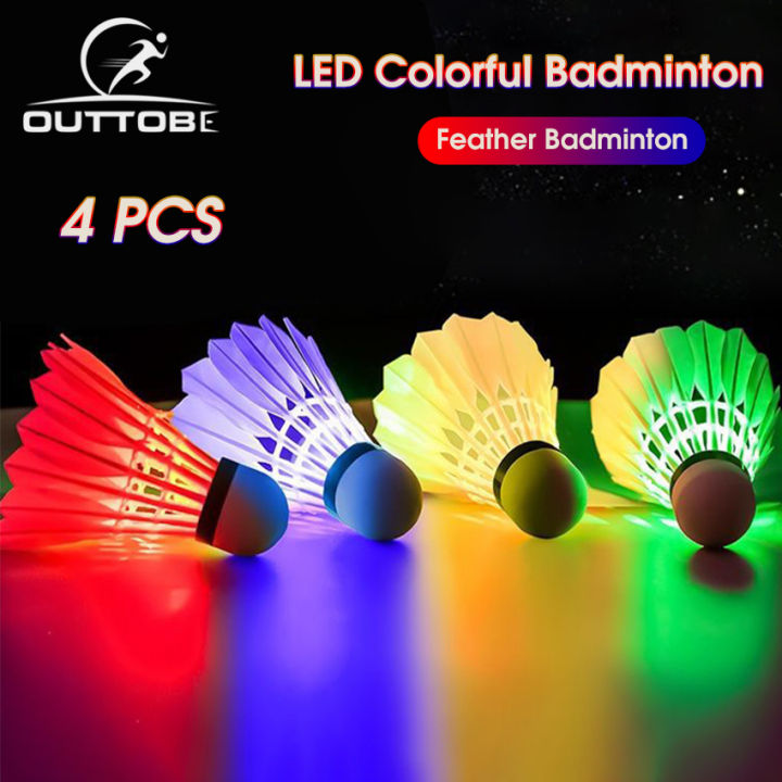 Outtobe Shuttlecock Led Badminton Ball Shuttlecock 4PCS LED Light