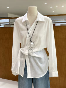 YAOMUHUA | Design Waist-tie Elegant Loose Slimming Womens Shirt